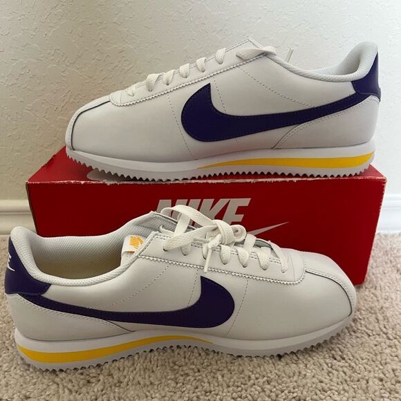 Nike Cortez Lakers White Varsity Purple Yellow - Picture 2 of 10